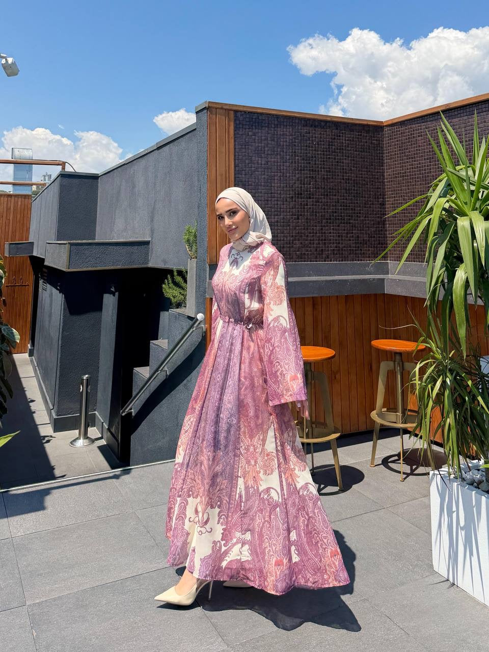 Rosé Paisley Maxi Dress