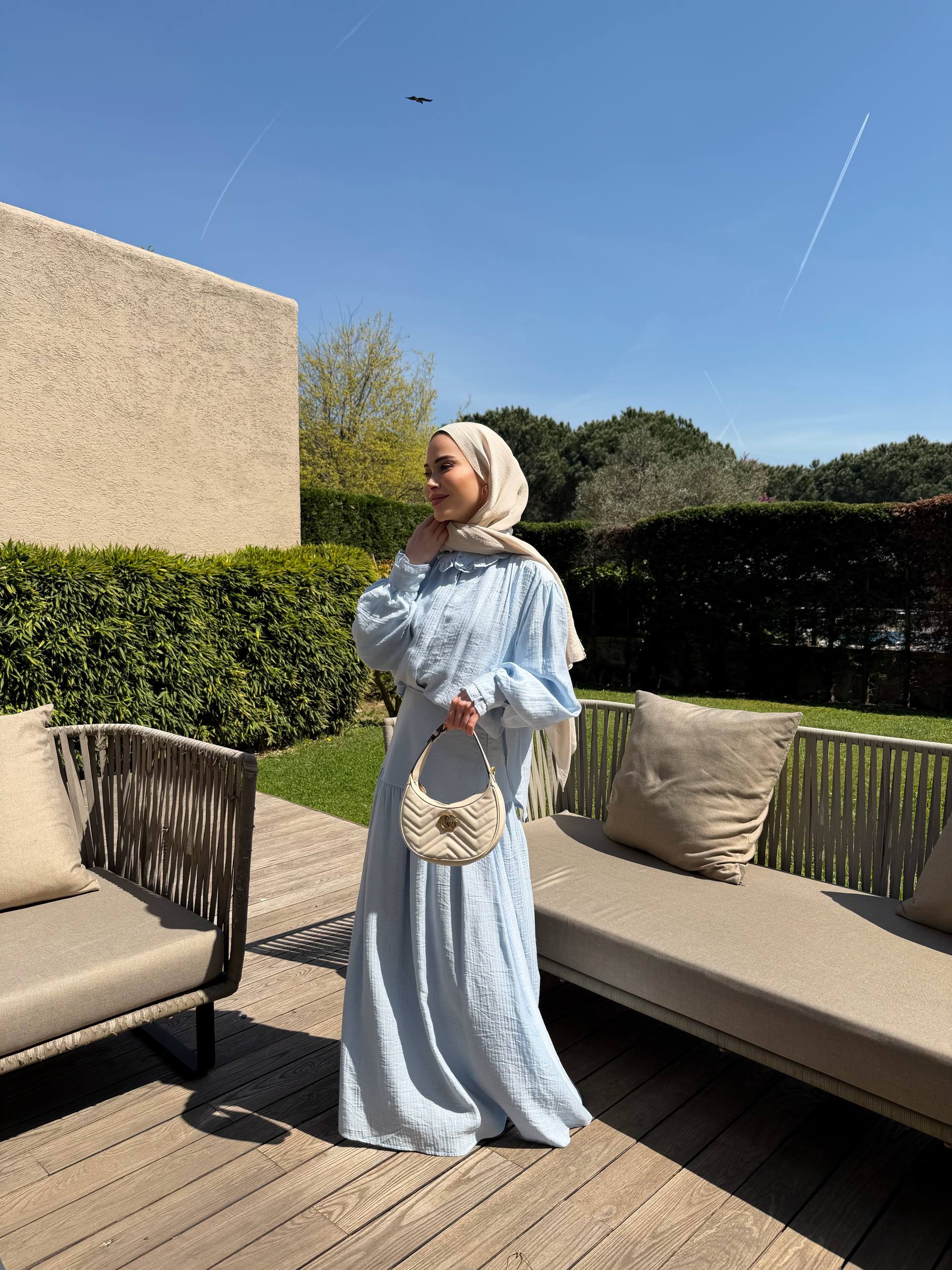 Baby Blue Muslin Skirt Set