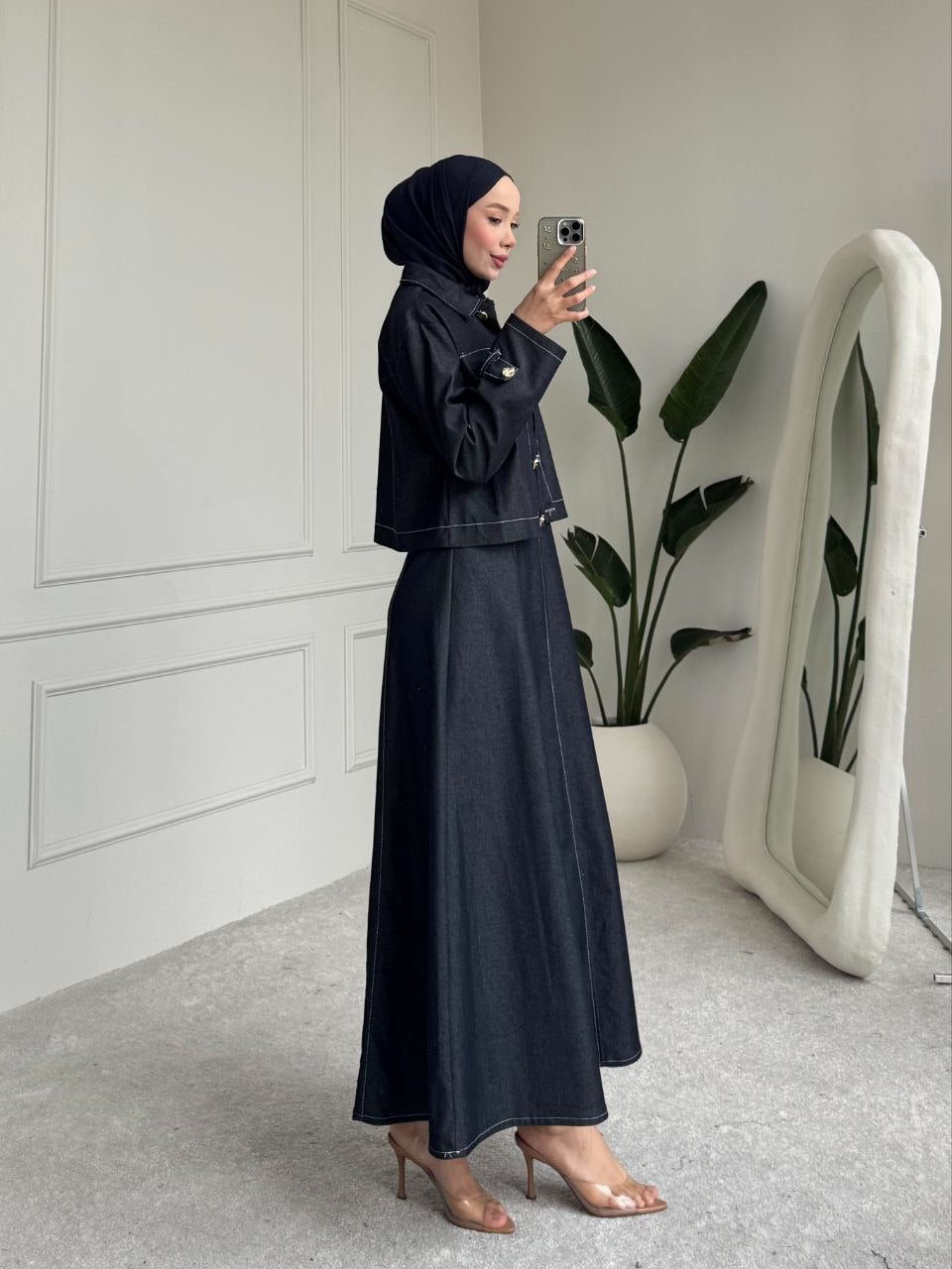 Denim Tencel Dress Set