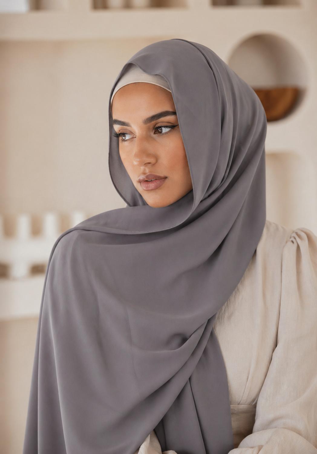 Premium Chiffon Hijab/dark grey