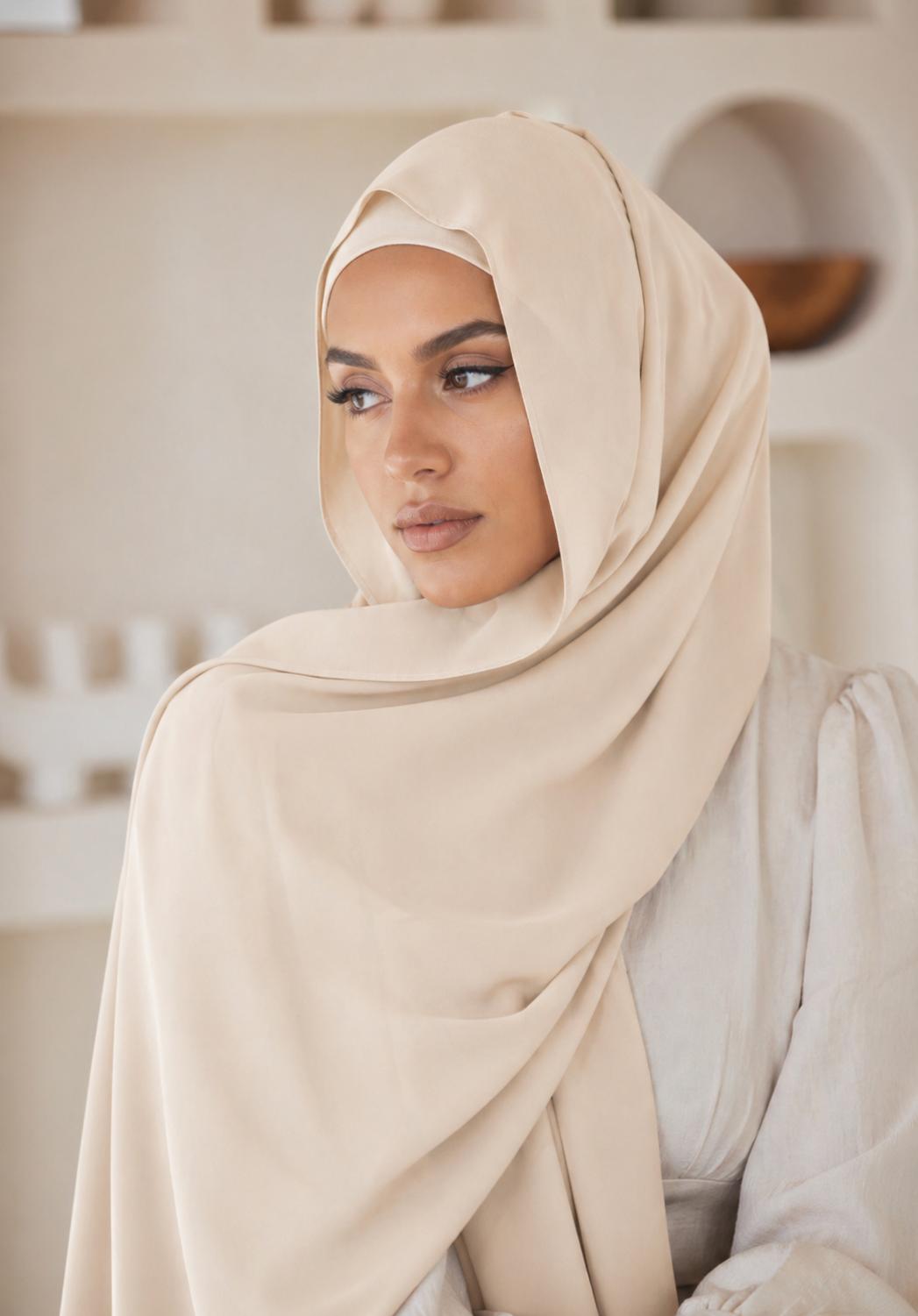 Premium Chiffon Hijab/Beige