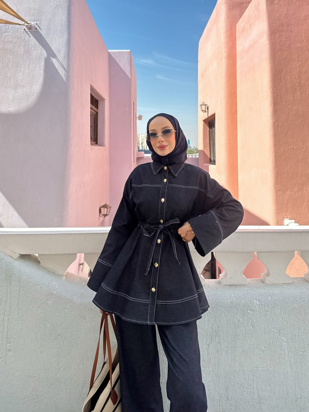 Tencel denim Belted Set
