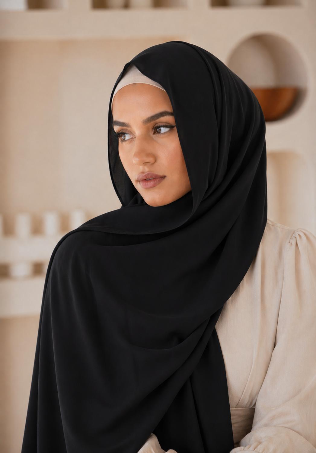 Premium Chiffon Hijab/Black