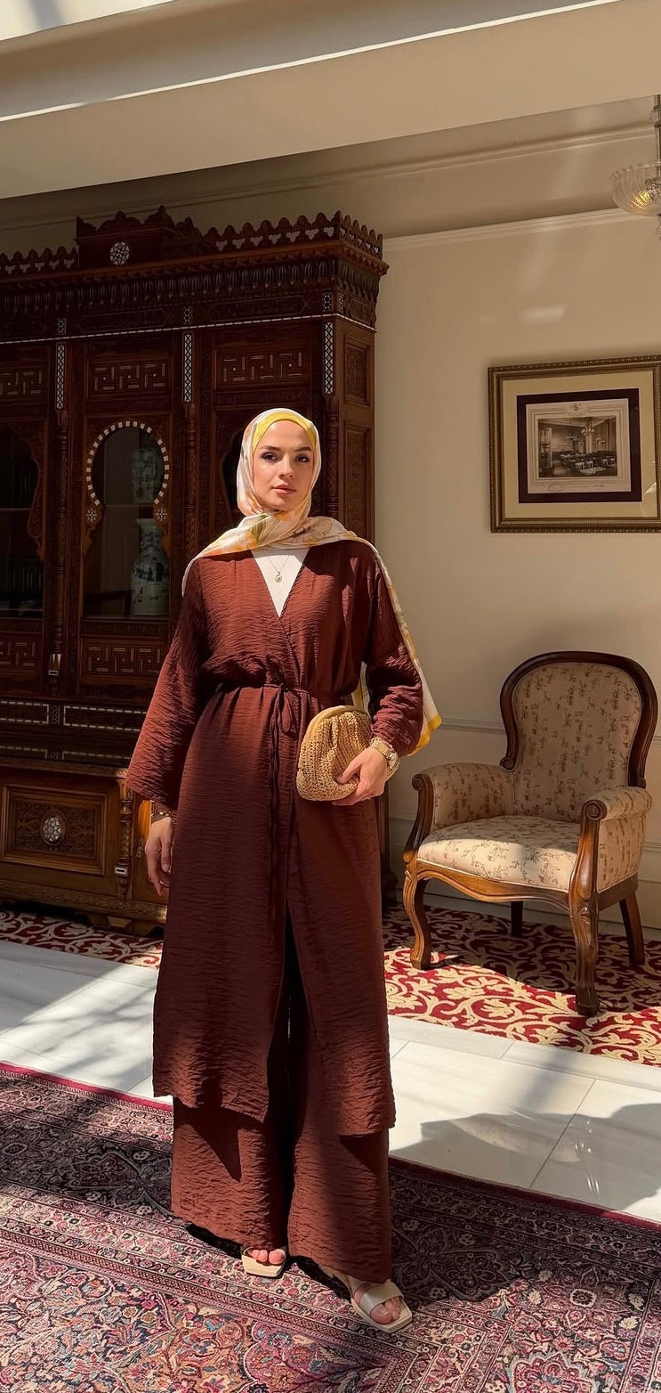 Brown Modest Two-Piece Set