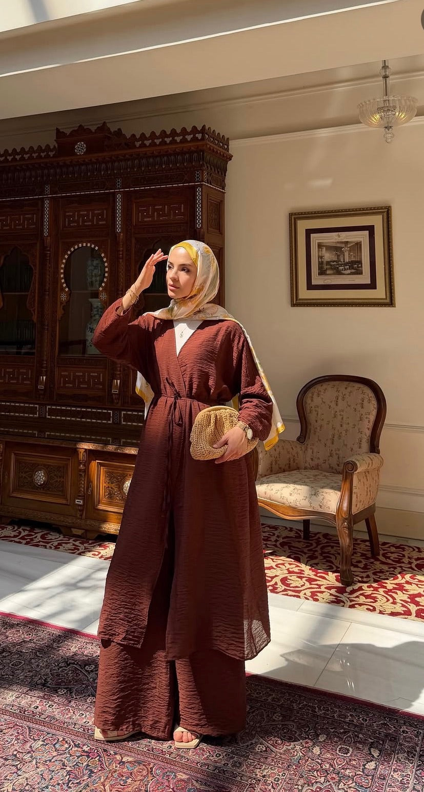 Brown Modest Two-Piece Set