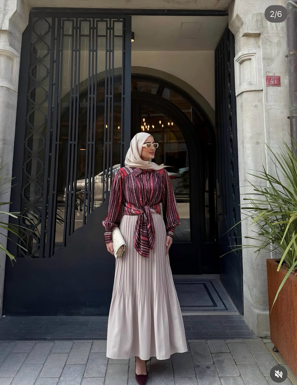 Beige Amaya Pleated Skirt