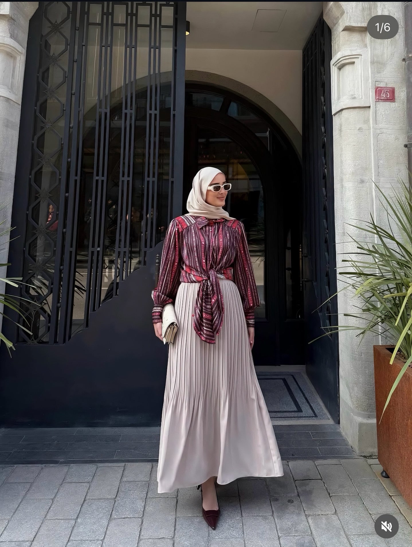Beige Amaya Pleated Skirt