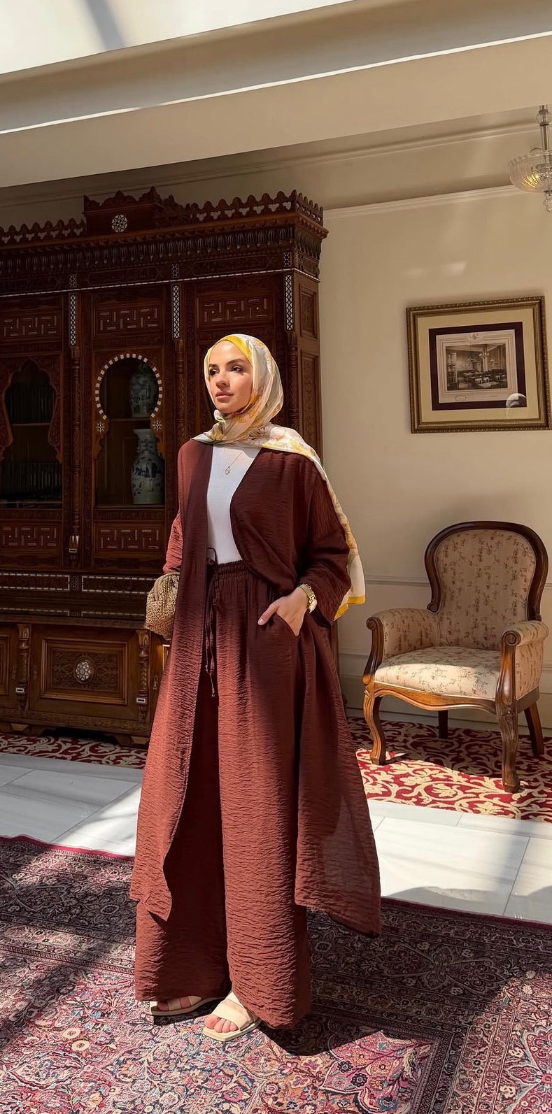Brown Modest Two-Piece Set