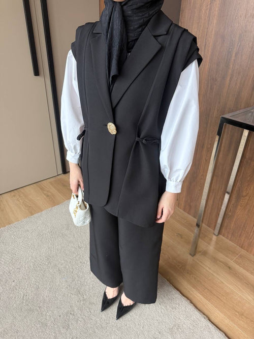 Black Luxe 3-Piece Vest Set