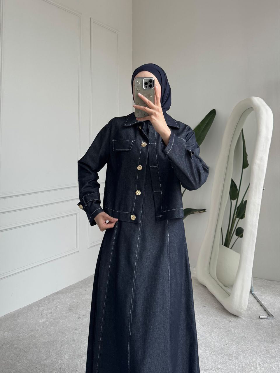 Denim Tencel Dress Set