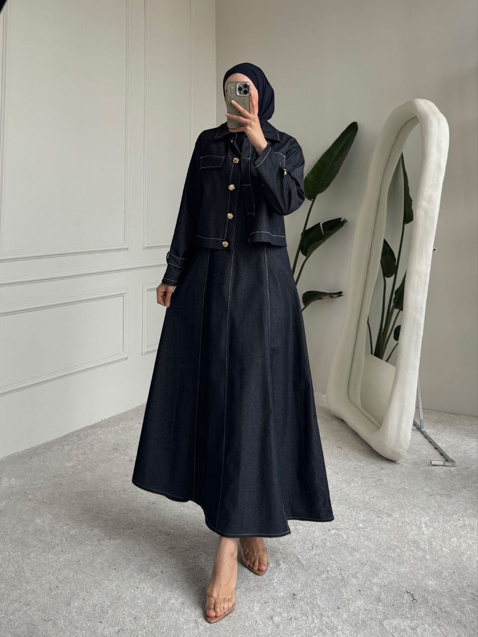 Denim Tencel Dress Set