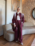 Burgundy Pinstripe Statement Set