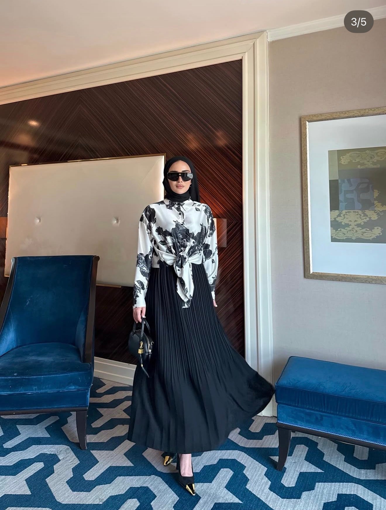 Black Amaya Pleated Skirt