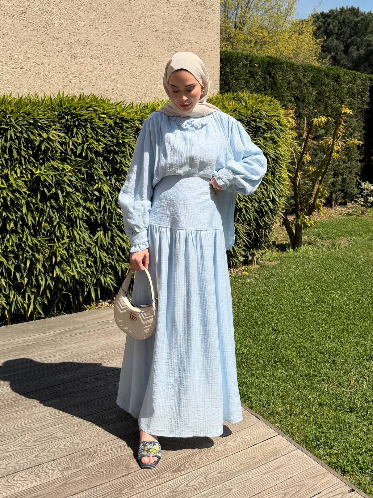 Baby Blue Muslin Skirt Set