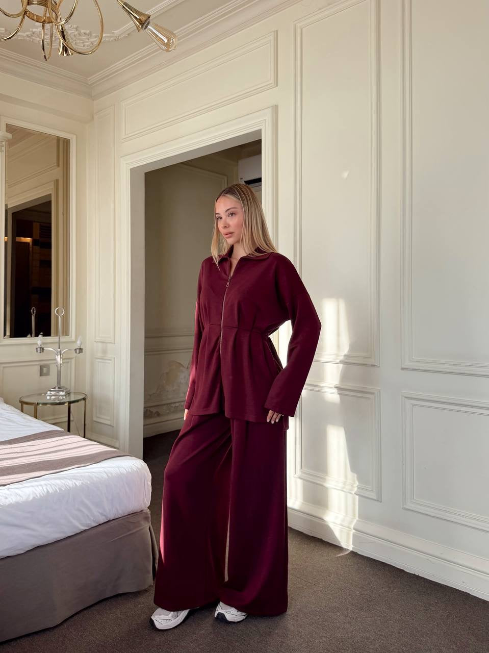 Burgundy Lina Oysho Zip Set