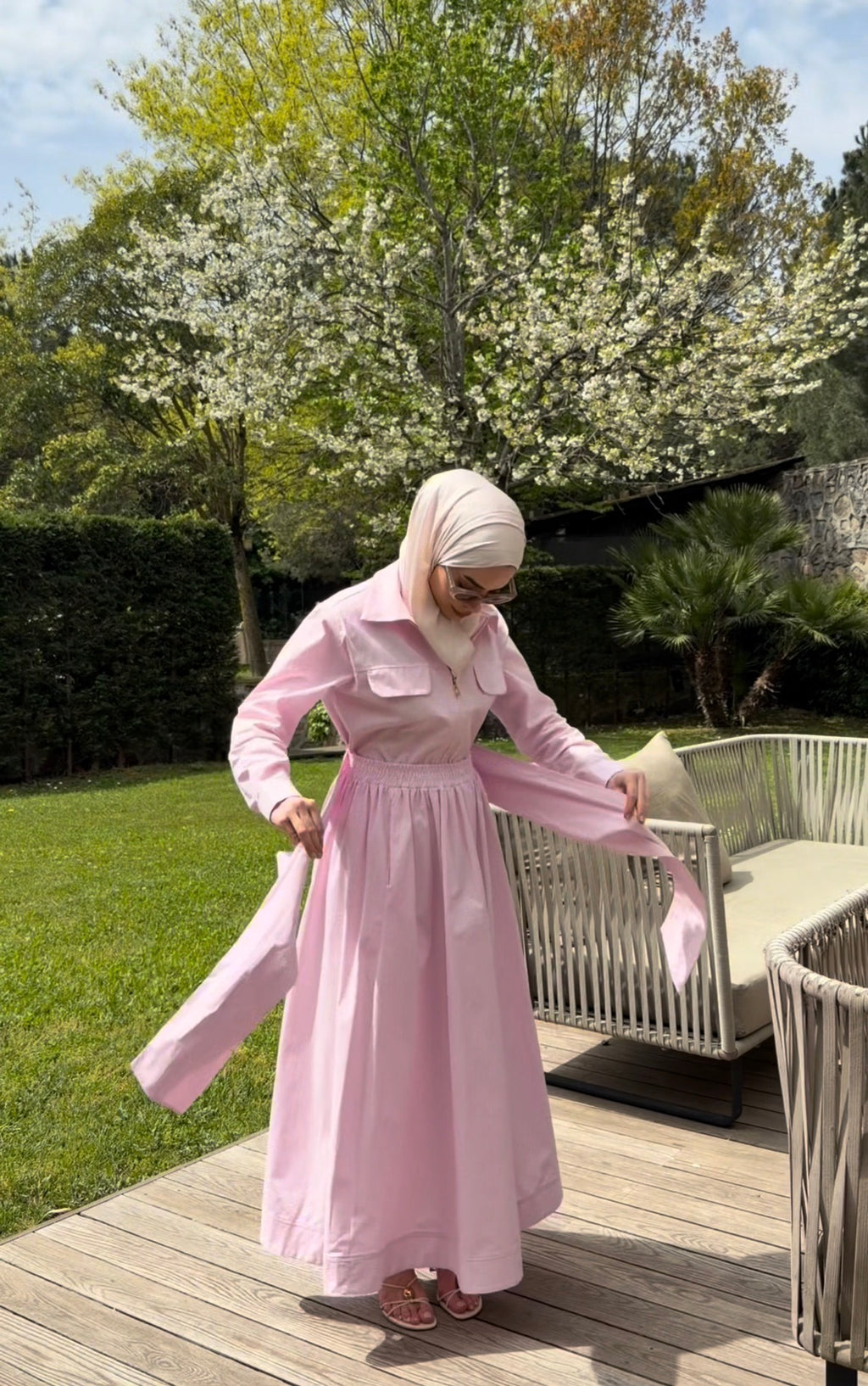 Blush Pink Two-Way Skirt Set
