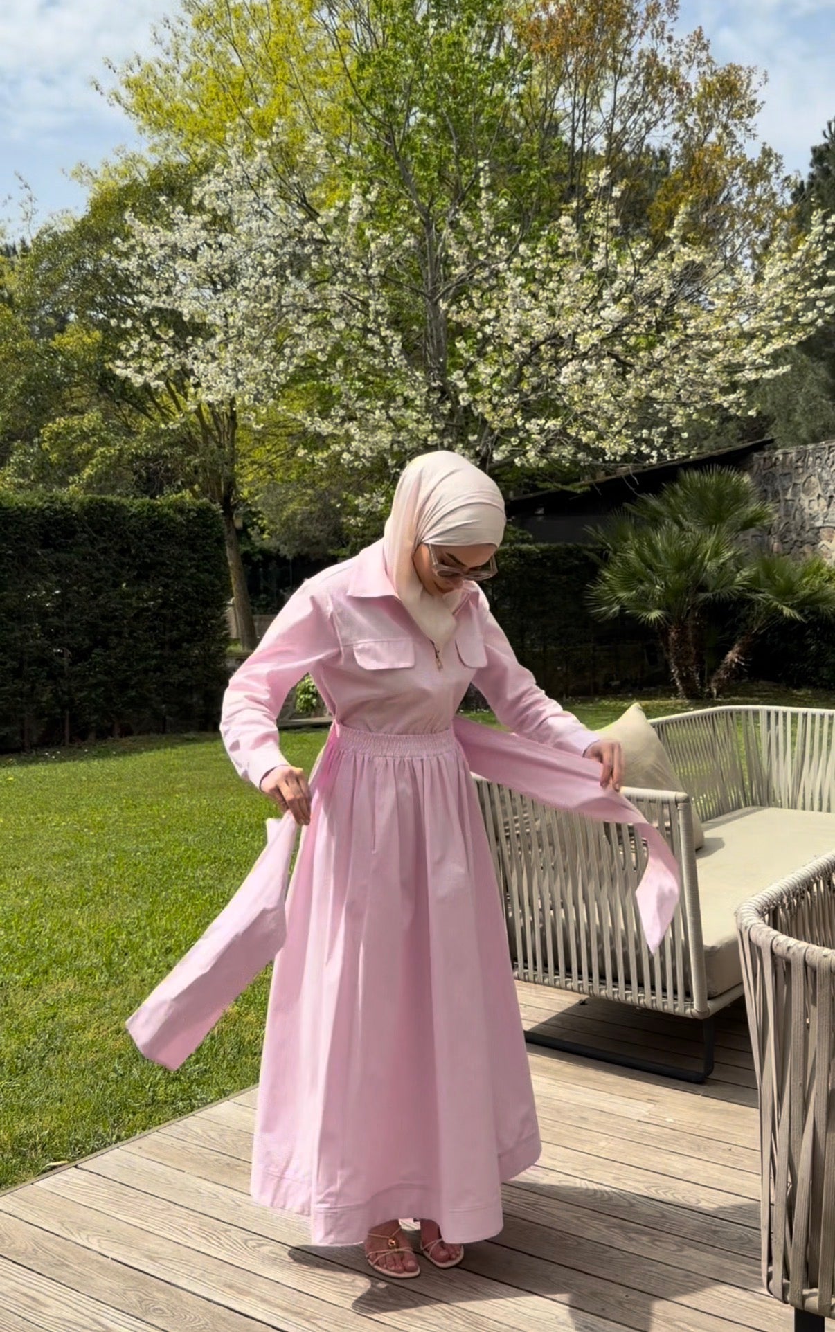 Blush Pink Two-Way Skirt Set