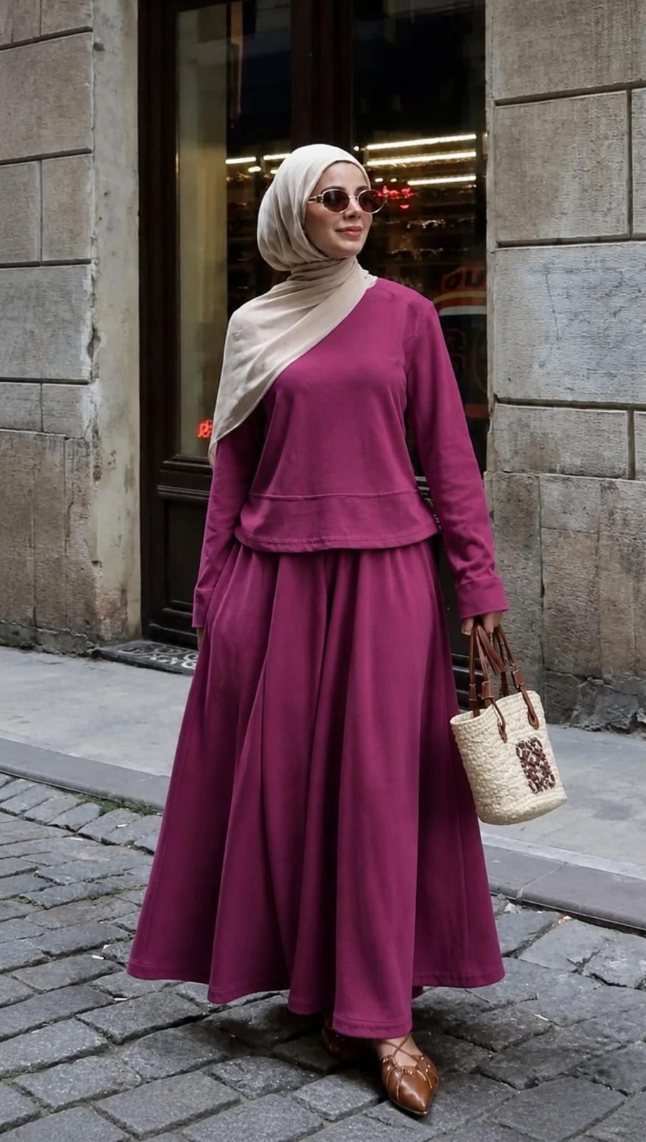 Magenta Oysho Skirt Set