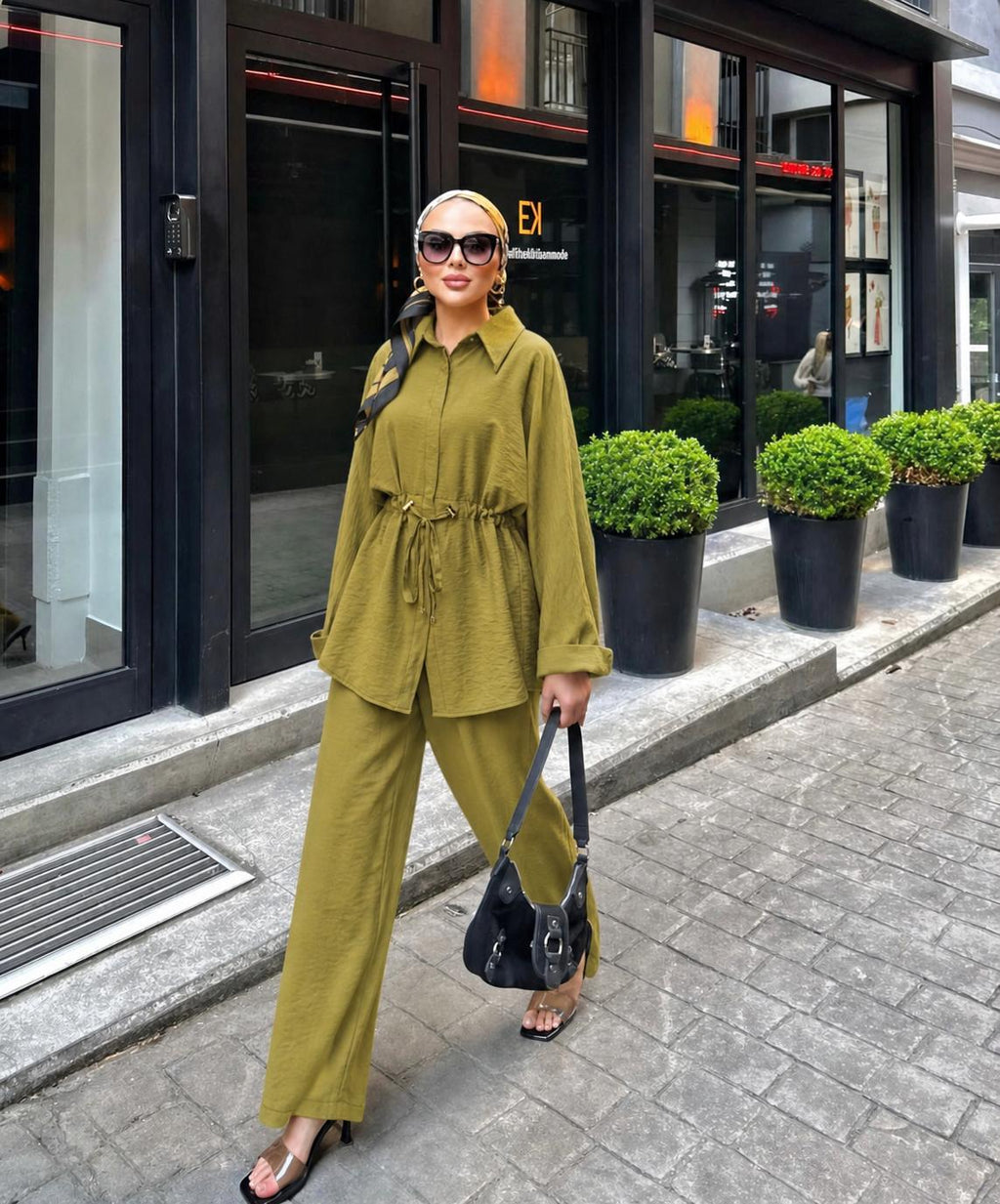 Soft Mustard Drawstring Two-Piece Set