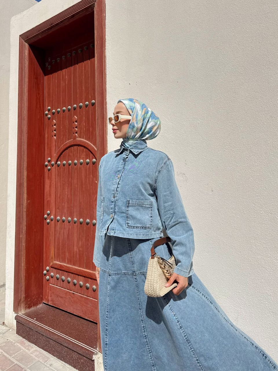 Light Denim Skirt Set