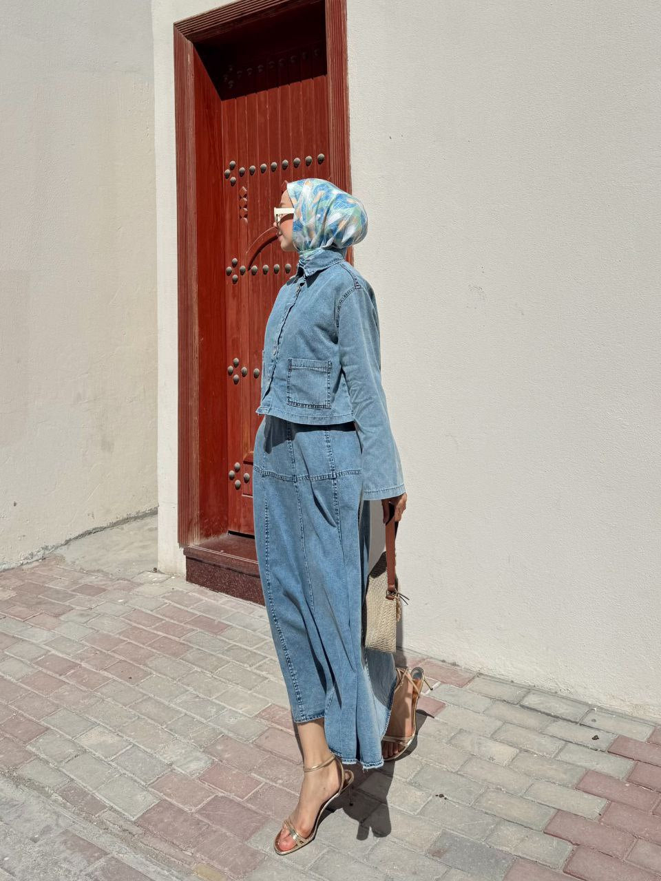 Light Denim Skirt Set