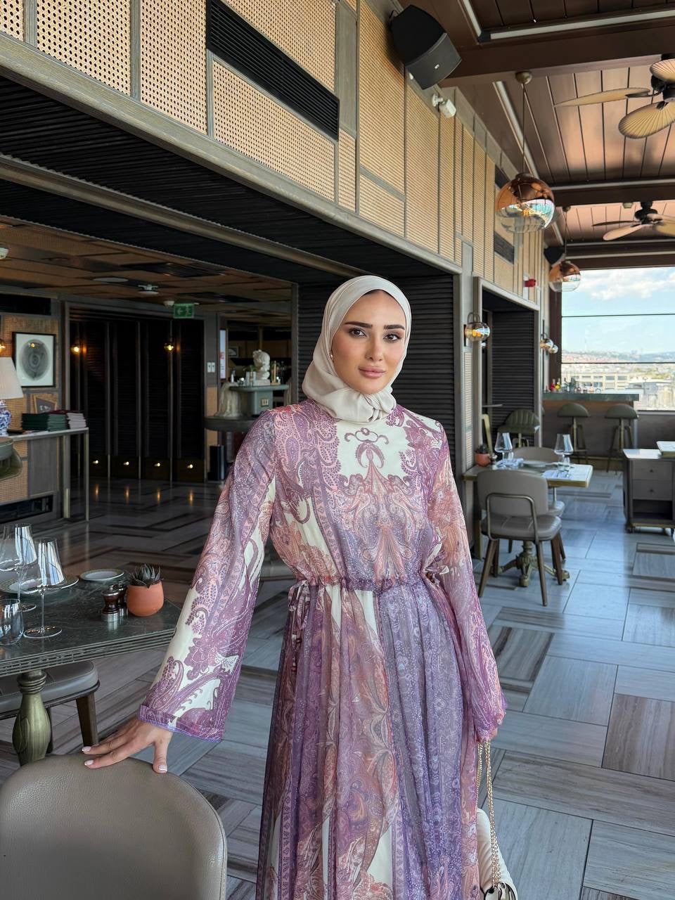 Rosé Paisley Maxi Dress