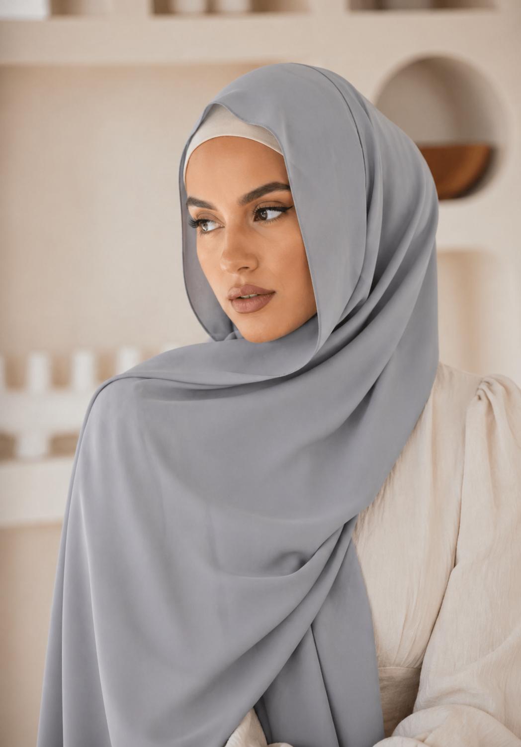 Premium Chiffon Hijab/Light grey