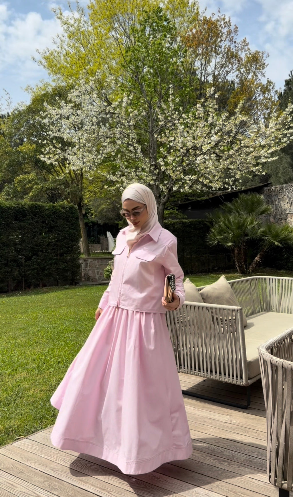 Blush Pink Two-Way Skirt Set