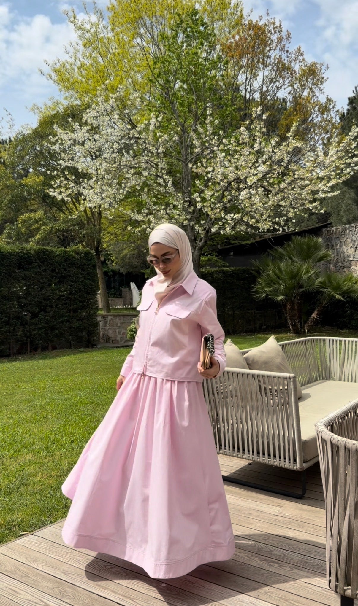 Blush Pink Two-Way Skirt Set