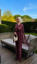 Muted Burgundy Fringe Three-Piece Set