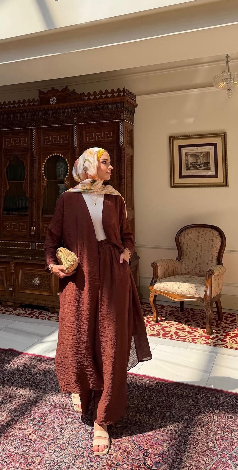 Brown Modest Two-Piece Set
