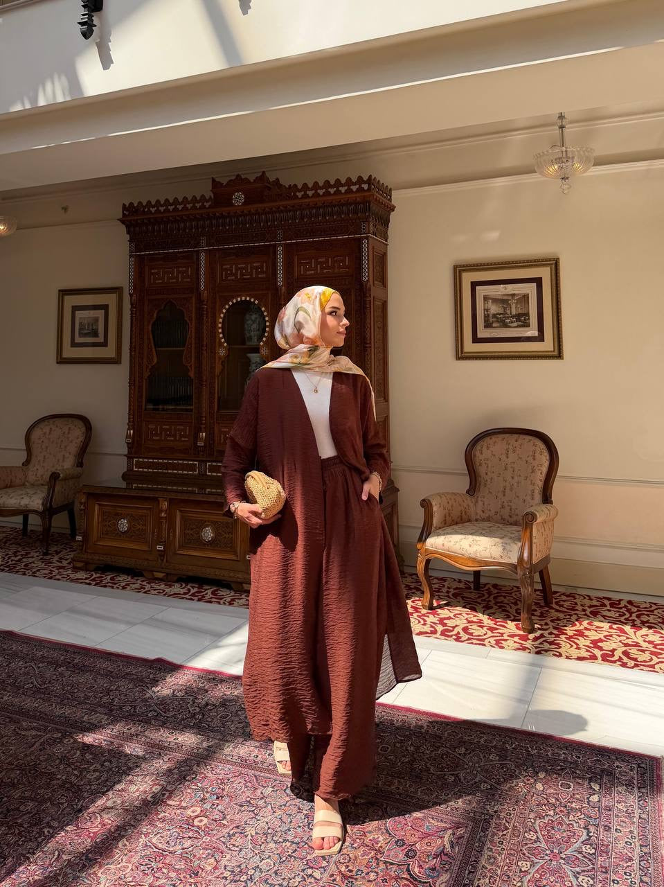 Brown Modest Two-Piece Set