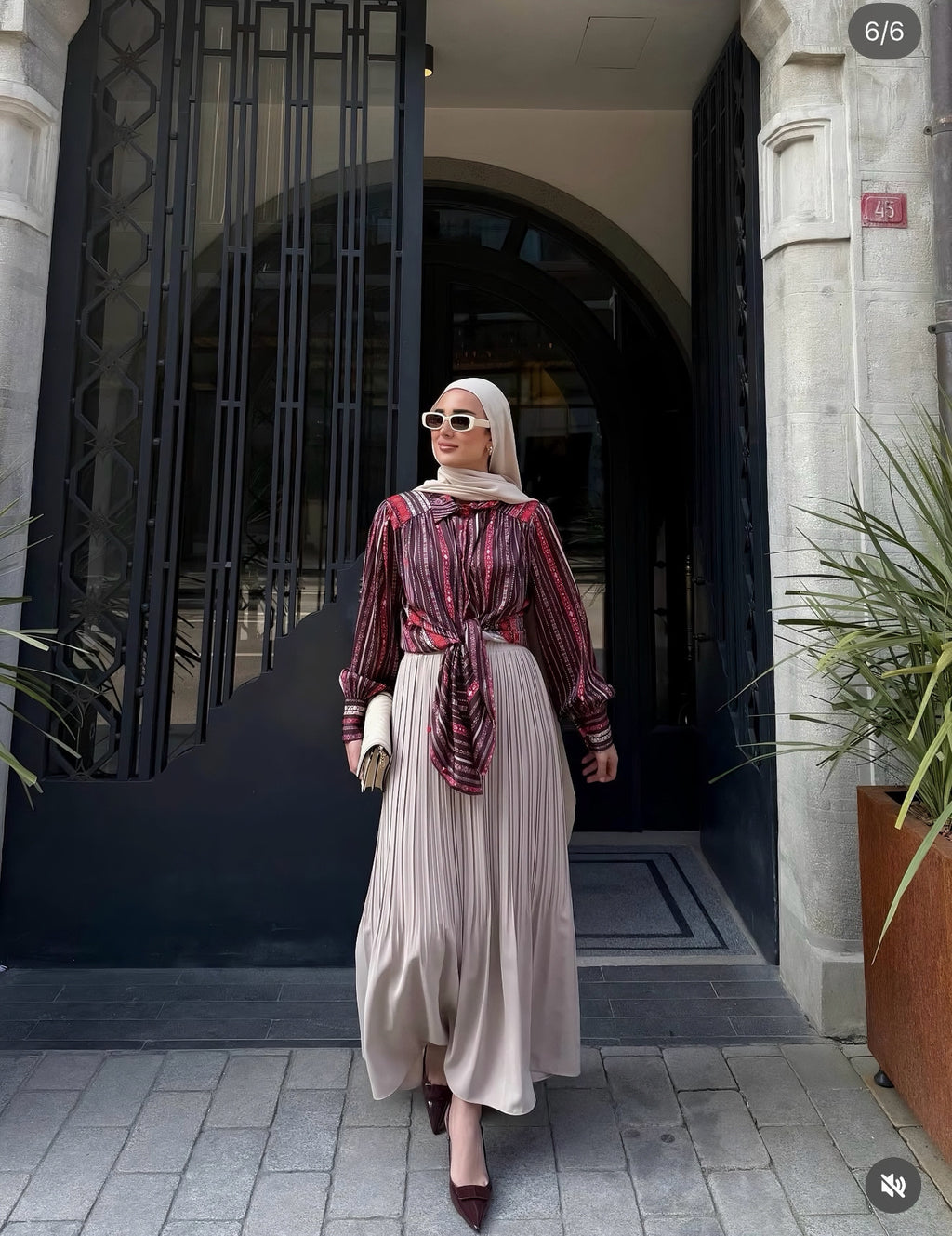 Beige Amaya Pleated Skirt