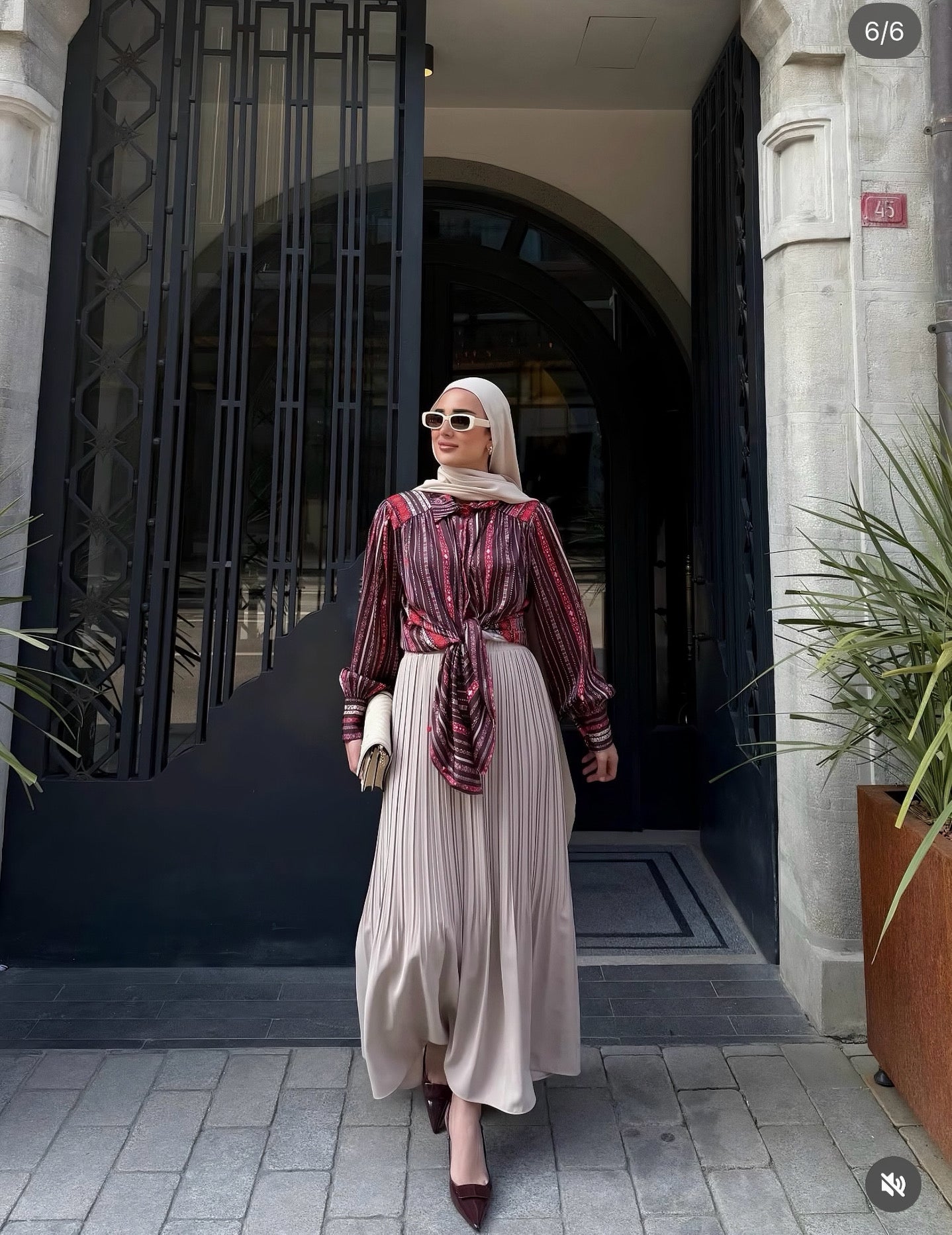 Beige Amaya Pleated Skirt