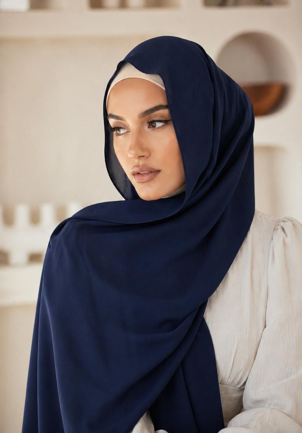 Premium Chiffon Hijab/Navy blue