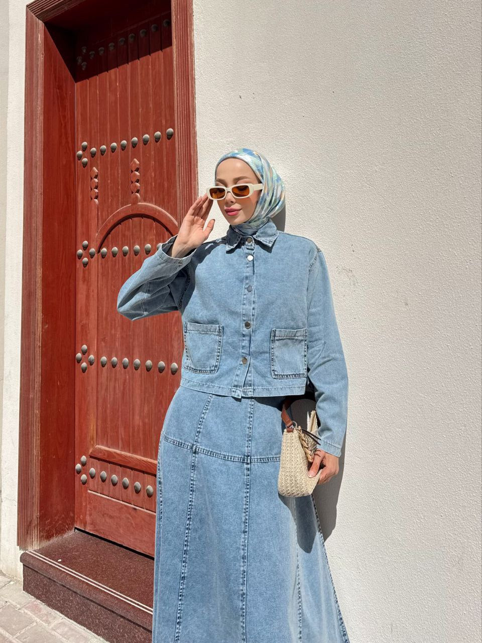 Light Denim Skirt Set