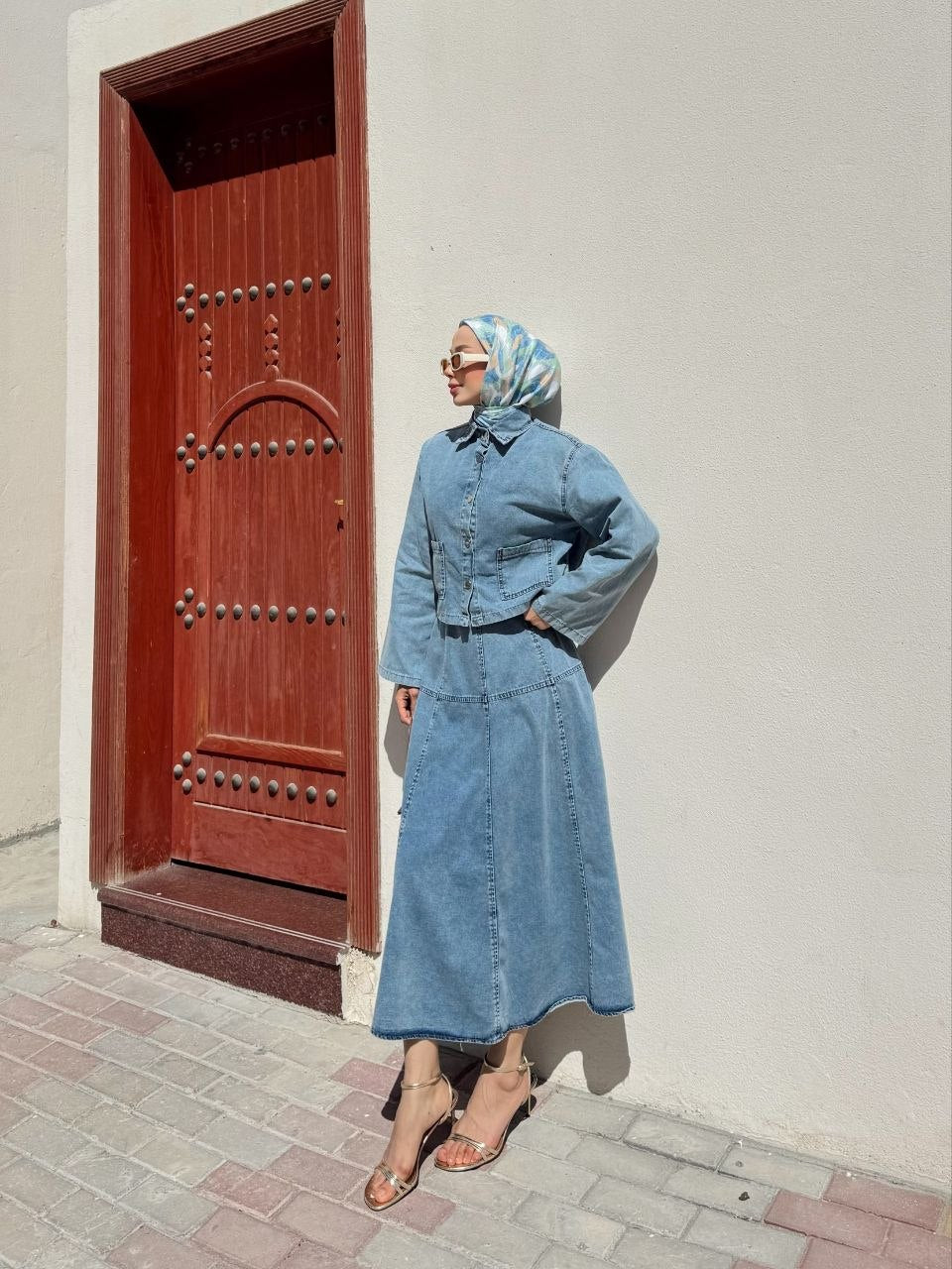 Light Denim Skirt Set