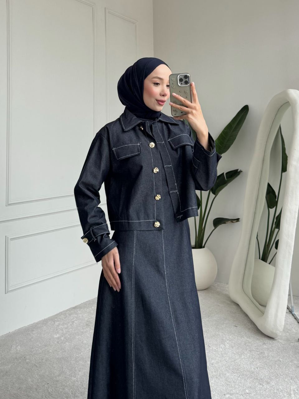 Denim Tencel Dress Set