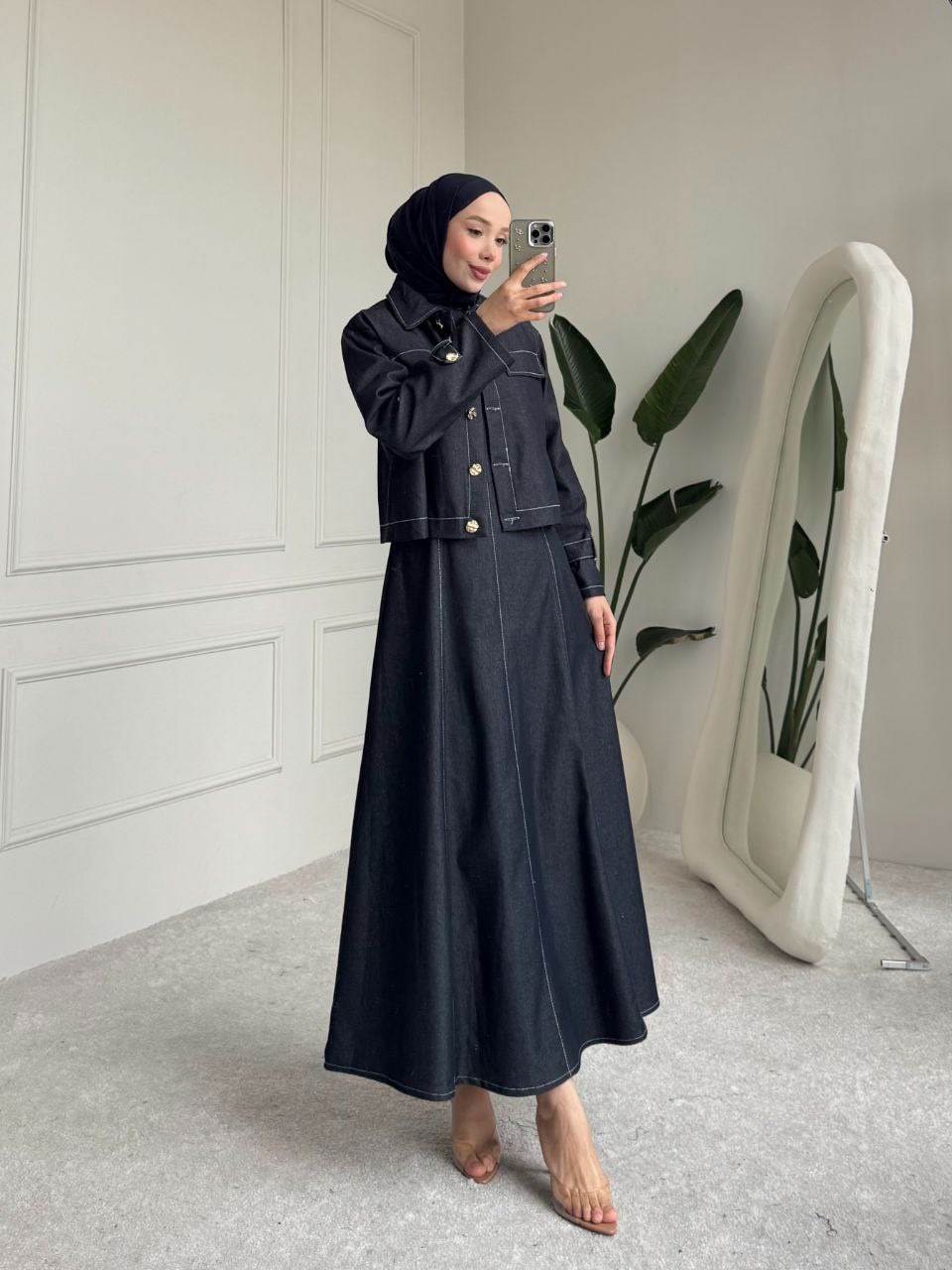 Denim Tencel Dress Set