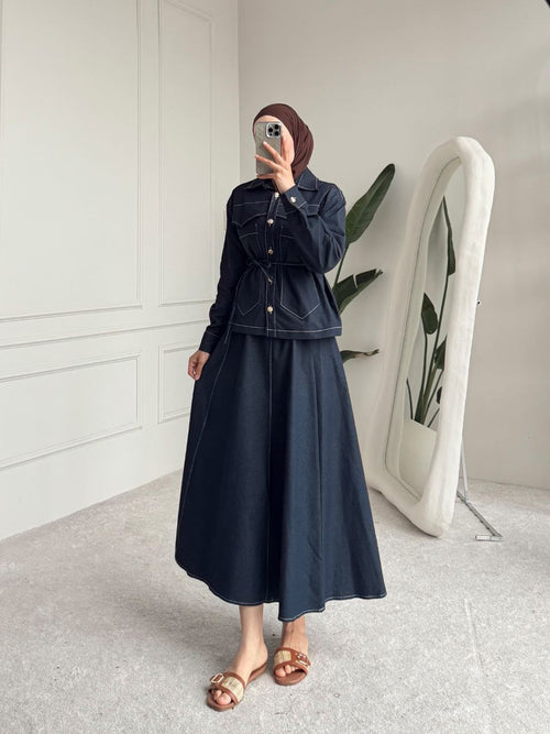 Aveline Denim Skirt Set