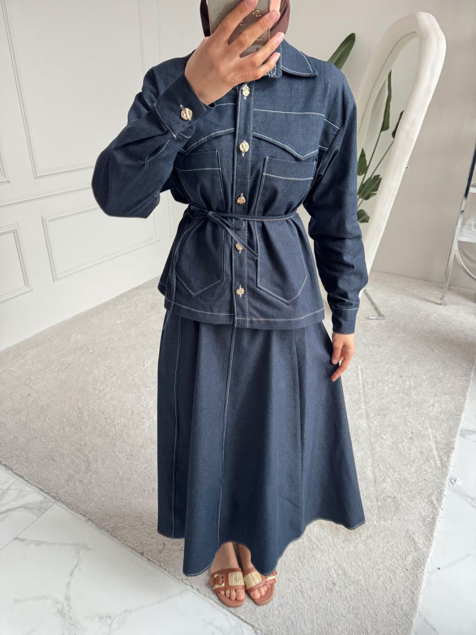 Aveline Denim Skirt Set