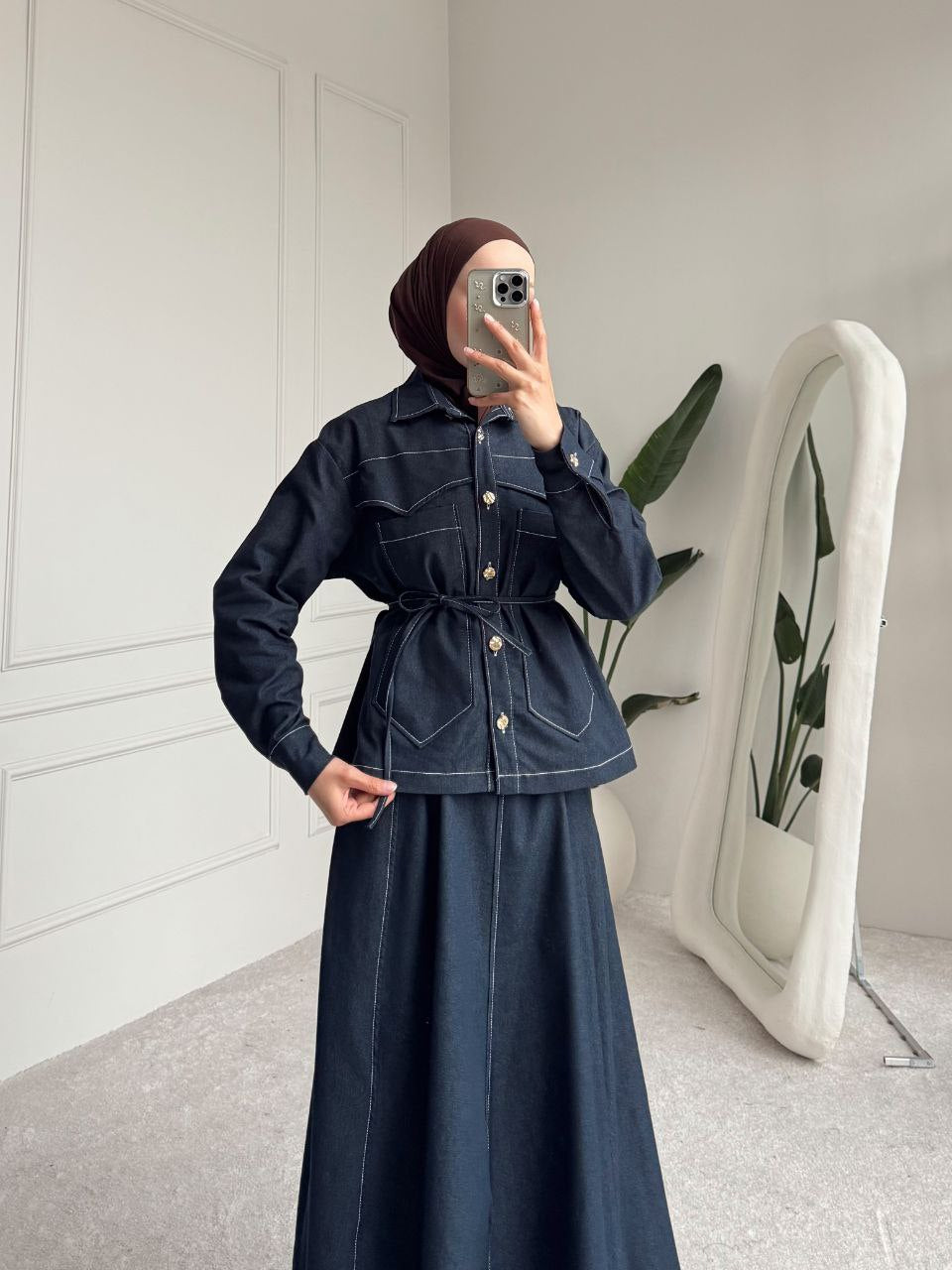 Aveline Denim Skirt Set